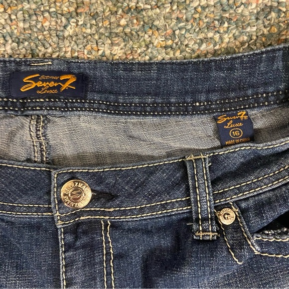 Seven7 Denim Blue Jean Shorts Sz 16 Cutoffs Waist 36 Inseam 6 Embroidered Pocket - Picture 4 of 6